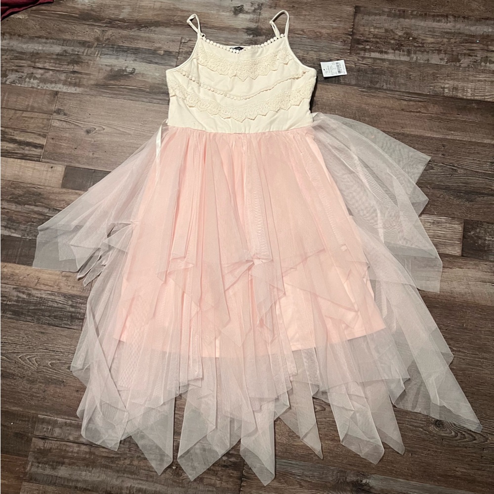 Zenzi Girls Elegant Pink and Cream Tulle Dress
